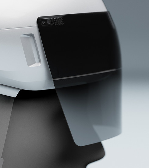 Der Smart-Helm integriert auch eine Kamera.