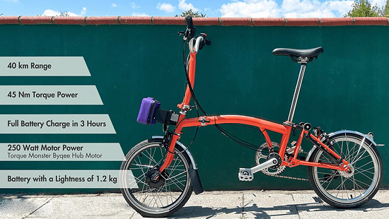 Byqee Nachrüst-Motor-Kit: Macht aus deinem Brompton ein E-Bike.